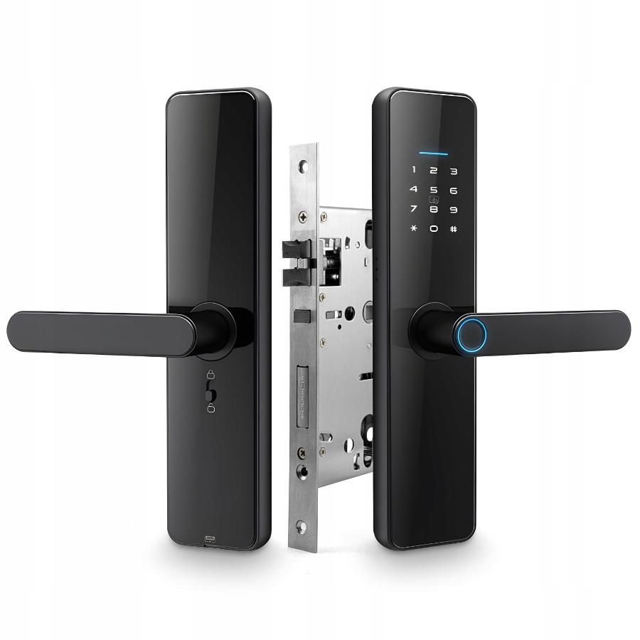 Умная дверная ручка Tuya Wifi, цилиндр замка, код, RFID-карта, отпечаток пальца