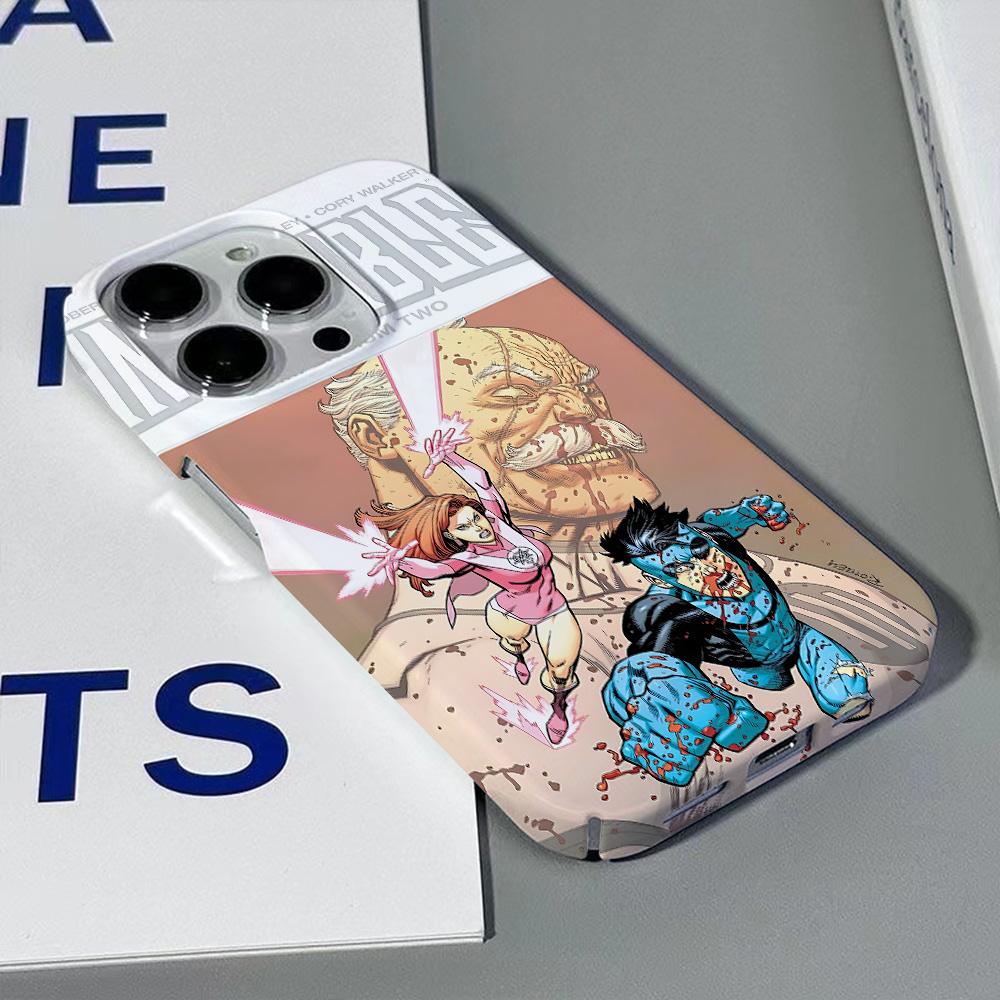 I-Invincible-Cartoon Phone Case for iPhone 16 15 14 13 12 11 Pro Max X XS XR XSMax 7 8 Plus Glossy Film Hard PC Cover
