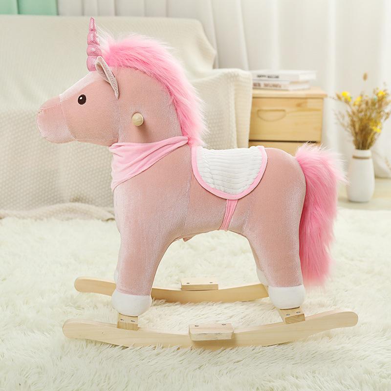 Unicorn Trojan Horse Rocking Horse with Music Plush Toy Children's Early Education Educational Toy Doll Birthday Gift
