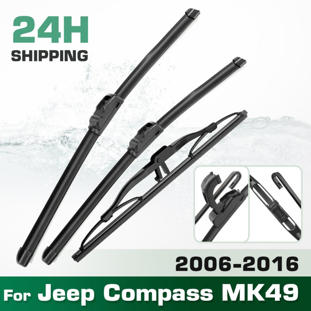 For Jeep Compass MK49 2006-2016 2007 2008 2009 Wiper Front & Rear Wiper Blades Windshield Windscreen Window Brushes 22"+20"+11