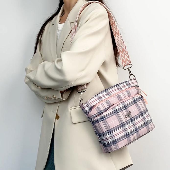 Свежая и Художественная Клетчатая Сумка через Плечо, Модная, Простая, Вместительная, Студенческая Повседневная Сумка Кроссбоди для Занятий, Женская