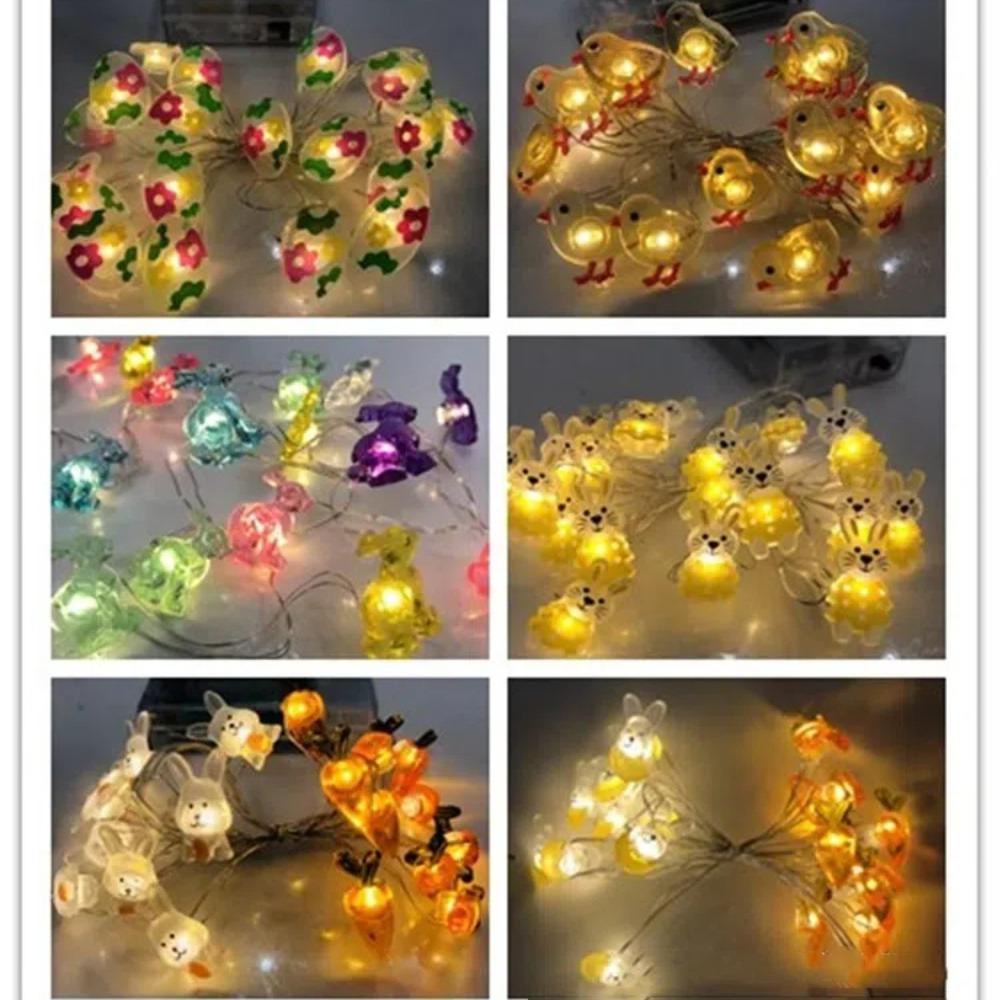 Пасхальное украшение Зайчик Морковь Фонарики Морковь Цыпленок Яйца Гирлянда из сказочных огней Декор для дома и вечеринки