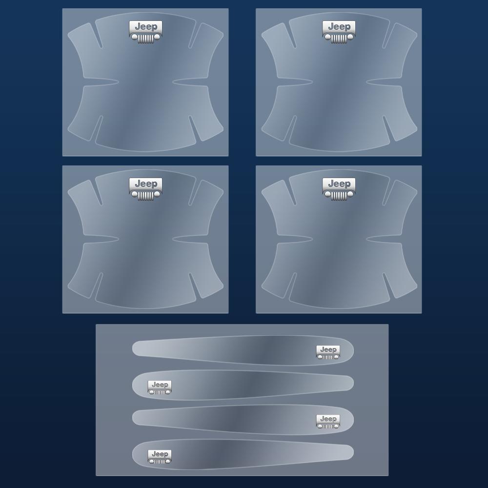 8pcs Car Door Handle Stickers Transparent Protector Film For Jeep Renegade Compass Wrangler JK Patriot Grand Cherokee Rubicon AKS1