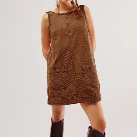 Женское платье с карманами, без рукавов, свободного покроя, однотонное, с открытой спиной, длиной выше колена, для работы и вечеринок, мини-платье