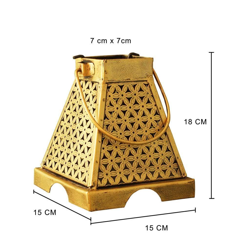 Антикварный золотой фонарь майя - маленький свечной фонарь в форме пирамиды храма майя