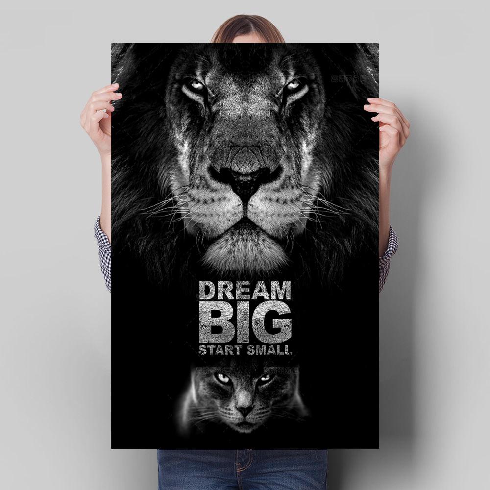 Лев Животное Декор Фреска Вдохновляющий Язык Плакат Картина на Холсте и Настенные Художественные Печати Для Гостиной Для Современного Домашнего Декора Без Рамы