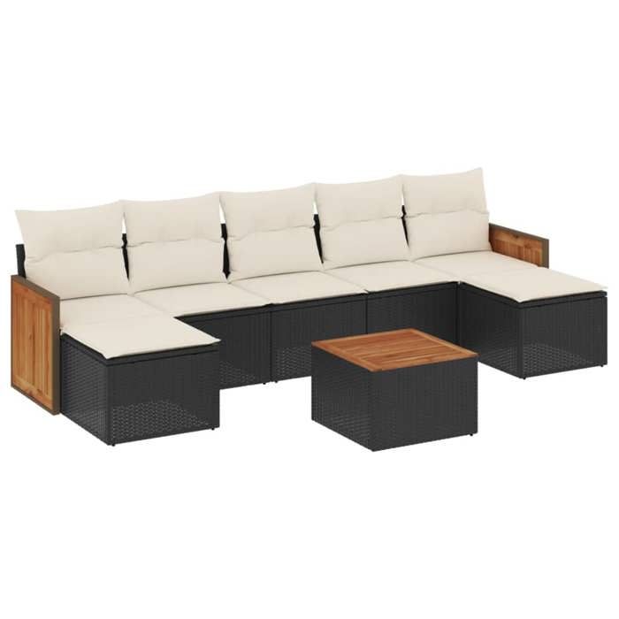 VidaXL Salon de Jardin avec Coussins 8 pcs, Canapés de Terrasse, Ensemble de Meubles de Patio, Mobilier d'Extérieur, Noir 3227918