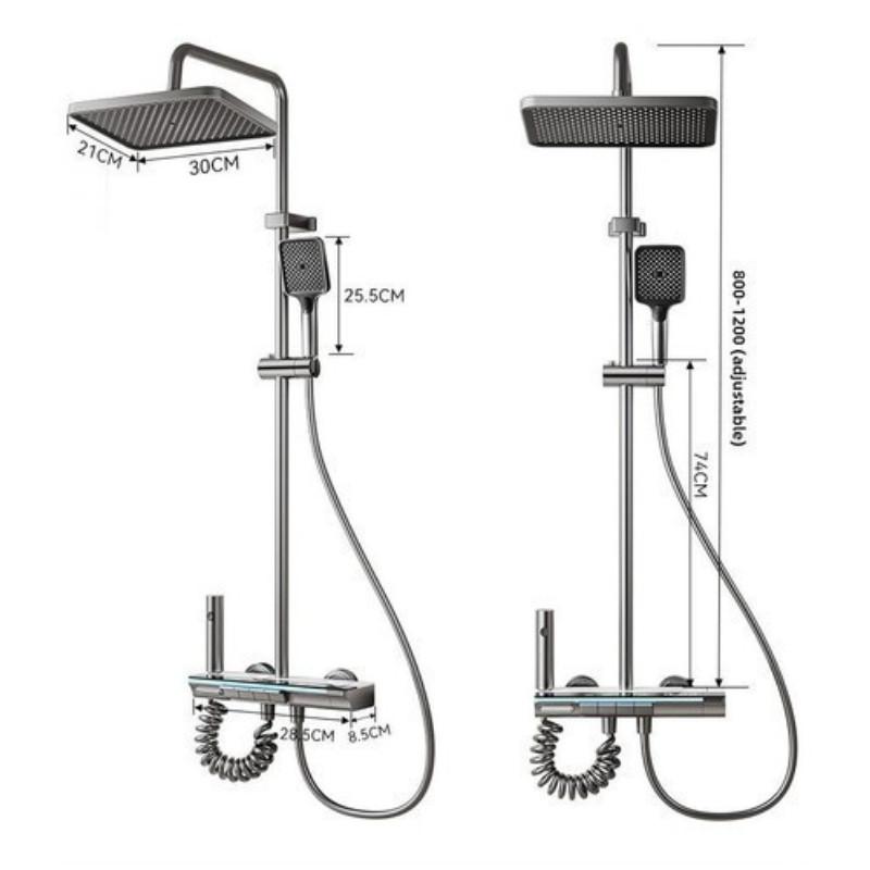 Душевой набор 4 в 1 из нержавеющей стали, в виде клавиш пианино, система душа с умным контролем температуры, бытовой душевой набор для ванной комнаты