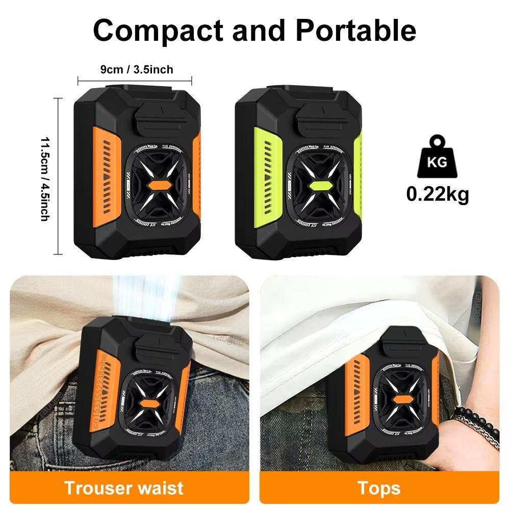 Power Bank Waist Clip on Fan 5000mAh Mini Electric Fans Durable Waist Mounted Fan Sports