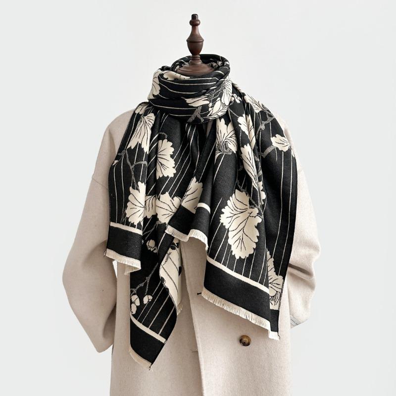 Autumn and Winter Warm Scarf Imitation Cashmere Double-sided Elegant Temperament Versatile Scarf Long Retro Women's Shawl
