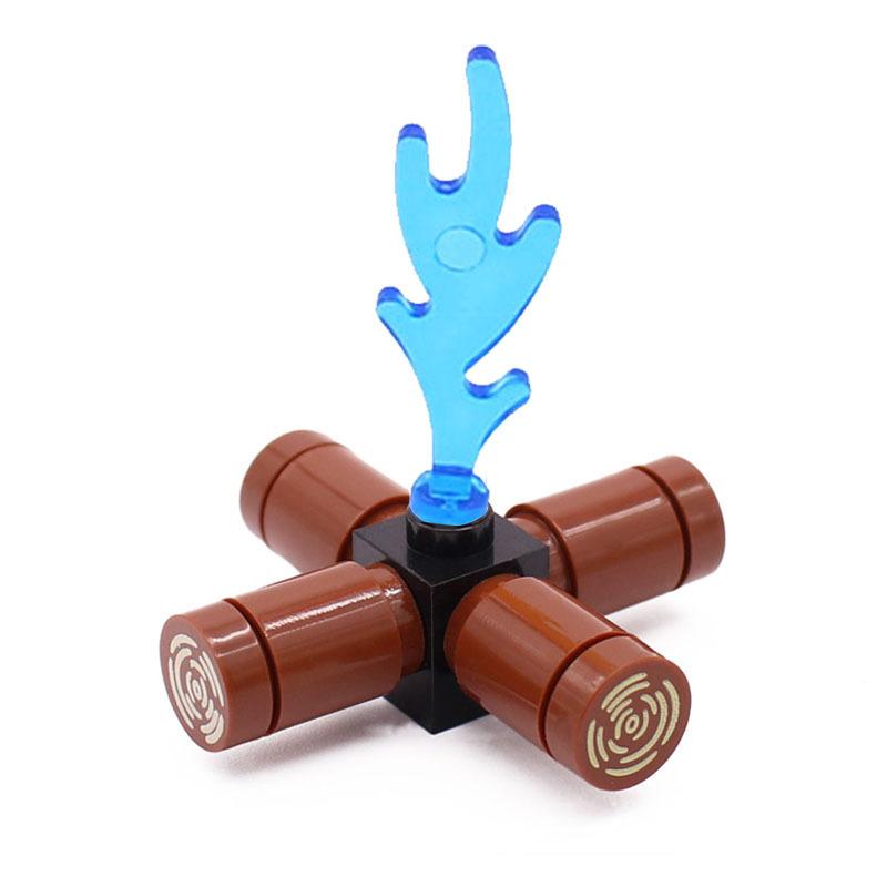 MOC Строительные блоки Костер Пламя Средневековая Бутылка вина Набор аксессуаров Модель подсвечника Мини-кирпич Совместимая игрушка Подарок Сделай сам X019