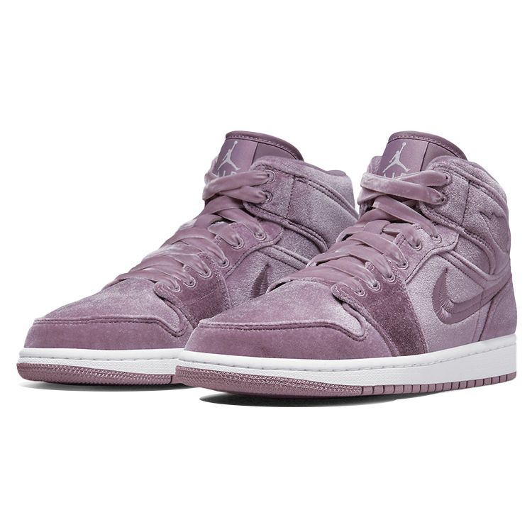 Кроссовки Air Jordan 1 Mid Purple Velvet Женские Фиолетово-Дымчатый Белый DQ8397-500