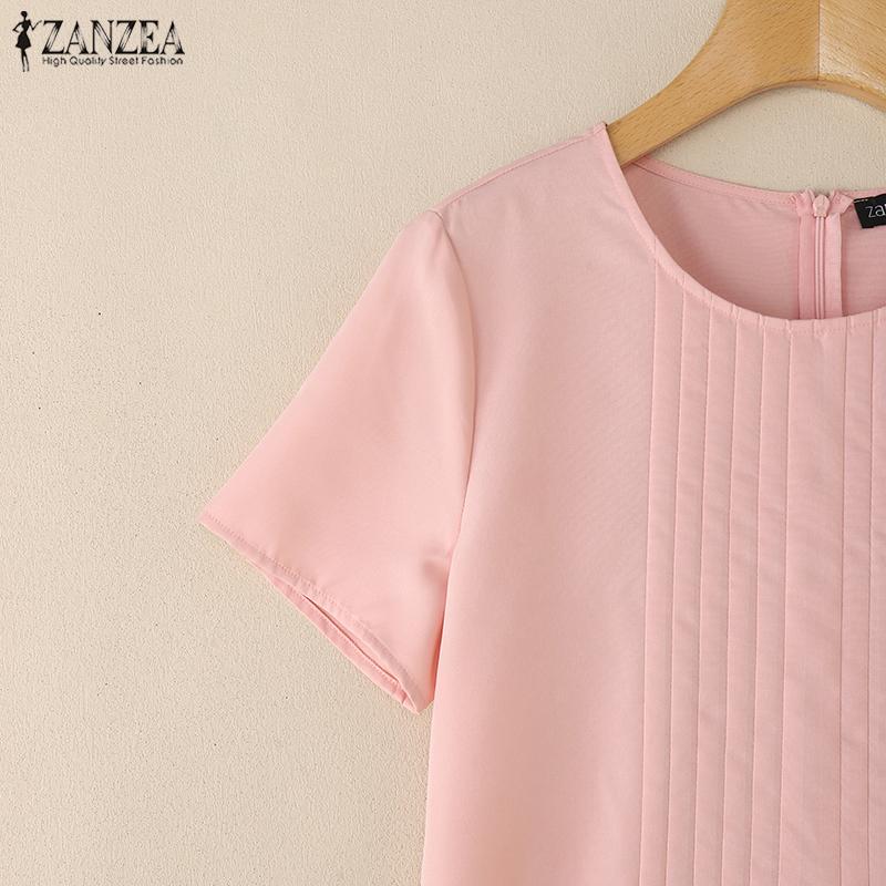 ZANZEA Women Summer Casual Round Neck Short Sleeve Dress