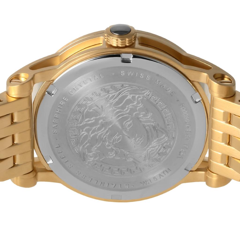 Часы Palazzo Empire с белым циферблатом из нержавеющей стали и сапфировым стеклом, кварцевые, 43 мм, швейцарские часы VERD00318, золотые [Versace] мужские [Товар]