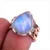 Natural Rainbow Moonstone Gemstone Two Tone 925 Sterling Silver Ring Size 6 E6N61