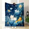 Dreamy Cats in a Starry Night Patterned blanket, flannel, suitable for all seasons, home decor, warm and cozy