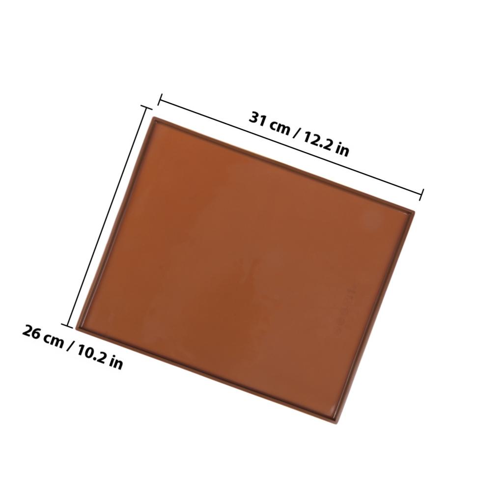 Pet Feeding Mat Silicone Waterproof Dog Cat Food Pad Non-Stick Raised Edge Washable Dishwasher Safe Cold Resistant Coffee Color