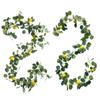 1.95m Spring Greenery Garland with Lemons Artificial Lemon Garland Green Eucalyptus Leaves Lemon Wreath for Front Door Party Table Wedding Decor