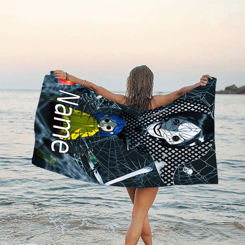 1pc Coraline2 Beach Towel with Custom Name, Beach/Swimming/Bath/Picnic/Camping Towel, Suitable for Seaside Beaches
