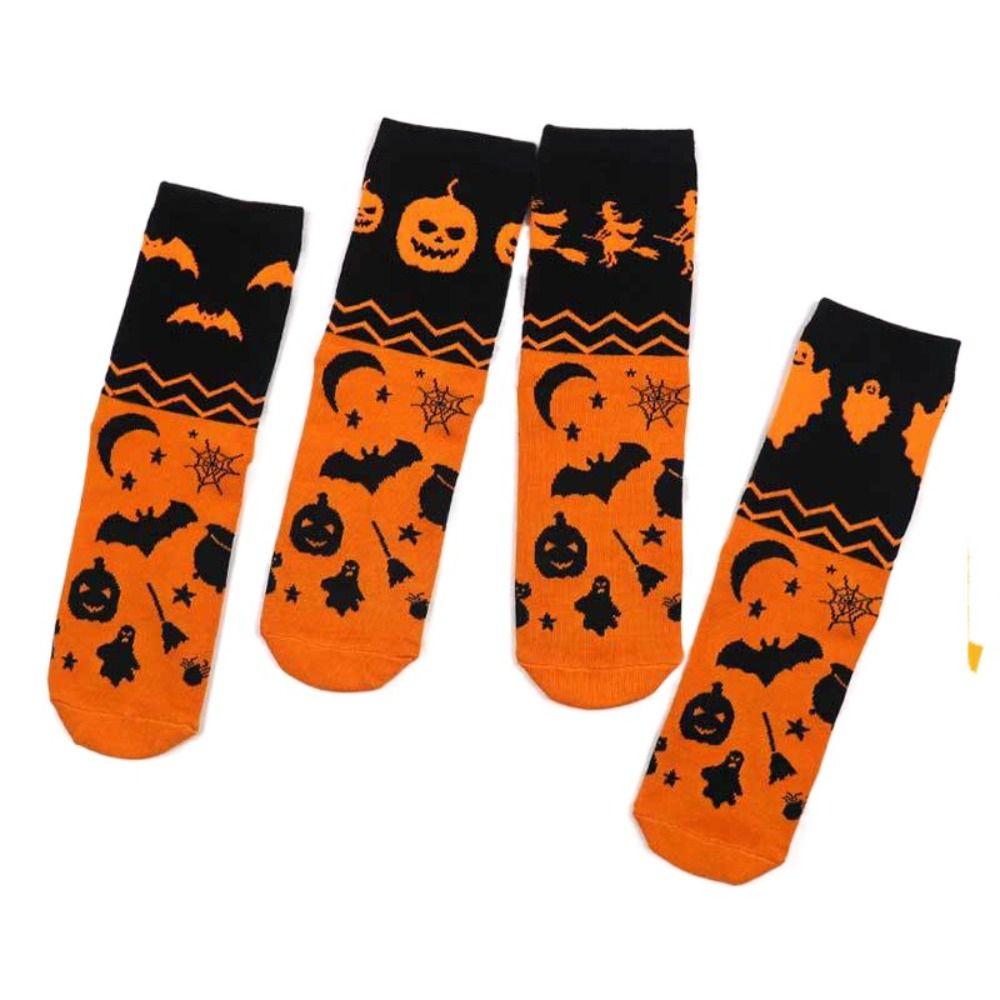 2Pairs Pumpkin Tube Socks Bat Cotton Socks Women Breathable Mid-Calf Stockings  Party