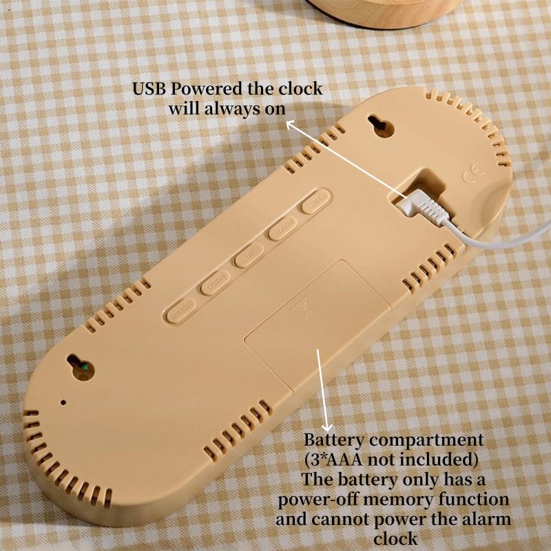 Цифровые настенные часы Температура Светодиодные часы Неделя Дата 2 Будильника Регулировка яркости Таймер Повтор Секунда 12/24 ч Часы с питанием от USB