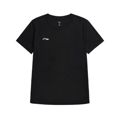 Футболка Li Ning Sports Lifestyle Series, однотонная, с круглым вырезом, удобная, универсальная, дышащая, с коротким рукавом, женская, черная, ATSU872-1