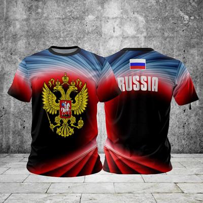 Футболки мужские Россия 3D Российский флаг футболка с коротким рукавом для мужчин футболки большого размера мужская одежда летняя повседневная дышащая спортивная одежда