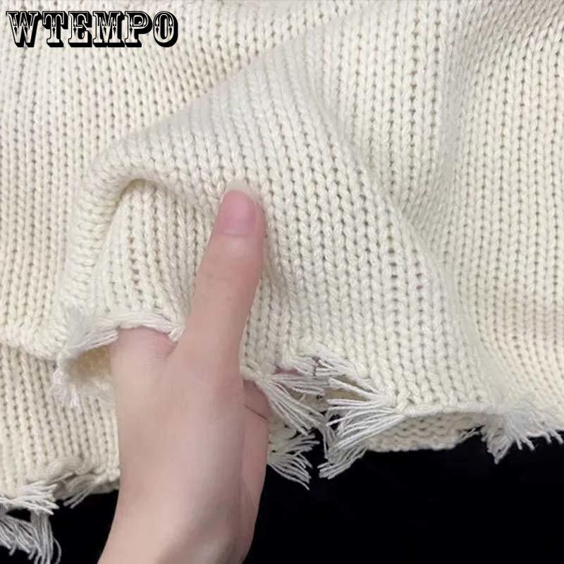Cropped Knitted Pullovers Women Long Sleeve O-Neck Short Sweaters Girl's Solid Color Casual Irregular Jumpers Streetwear