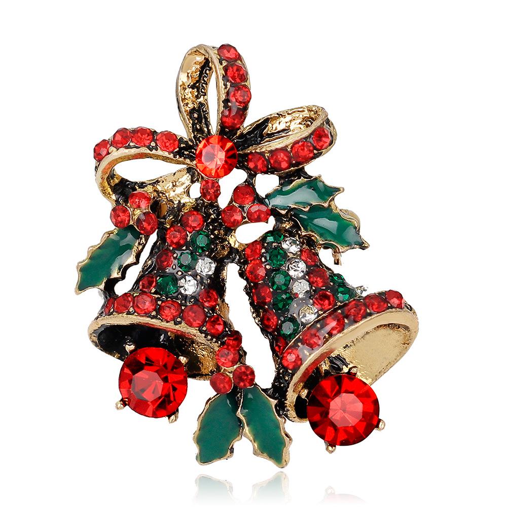 2021 New Year Christmas Brooch Flower Wreath Xmas Tree Bells Elk Enamel Brooches Pins For Women Men Fine Jewelry Christmas Gifts
