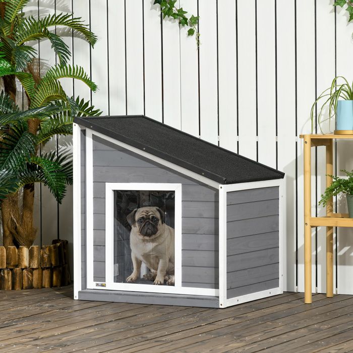 Doghouse - 71x58x77 cm - Solid wood - Weatherproof asphalt roof - Sunroof