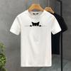 Men's Summer Cotton Fashionable Casual Loose Large Cute Cat Pattern Printed Round Neck Short Sleeve T-shirt Top