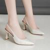 Fashion 2024 Summer New Fashionable Solid Color Pointed Shallow Mouth Sandals for Women Wearing Comfortable High Heels Outside