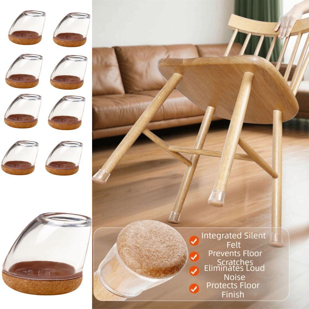 8pcs Non Hair Sticking Slant Chair Cover Anti Slip Chair Foot Pad Furniture Feet Sleeve Home Floor