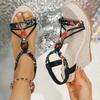 Новые богемные сандалии-клинья большого размера 2025 летняя мода круглый носок открытый носок платформа эластичная резинка ремешок на щиколотке женская обувь
