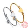 High Quality Sparkling Gold Stainless Steel Open Bracelet Adjustable Bracelet Girl Gift Diy Jewelry