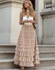 Solid Multilayer Ruffle Mesh Skirt Women Boho High Waist Long Maxi Tulle Skirt Spring Summer Party Women's Clothing