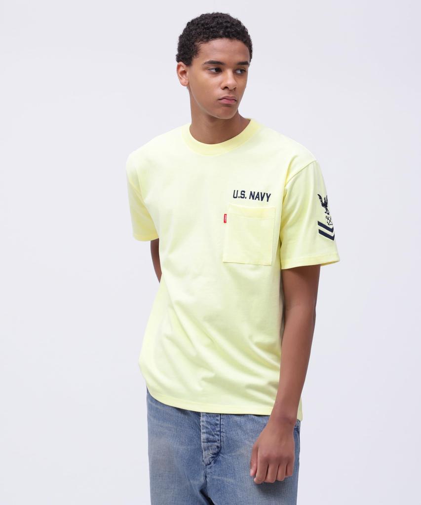 AVIREX NAVAL POCKET T-SHIRT Men's M Lemon 783-5934011