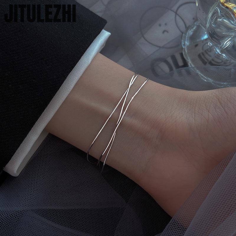 Браслет из стерлингового серебра 925 пробы для женщин, трехслойный браслет для женщин, легкий и роскошный дизайн, многослойный интернет-красный браслет