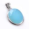 Natural Aqua Chalcedony Gemstone 925 Solid Sterling Silver Pendant 1.5" D4c19