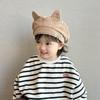 Flat Top Baby Corduroy Beret Korean Duck Tongue Cap Kawaii Cat Ear Beret Toddler