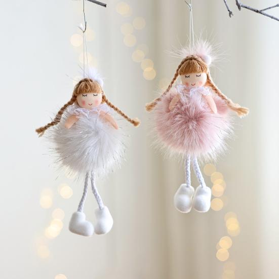 Christmas Angel Doll Pendant with Long Pigtail Design Health Happiness Blessings