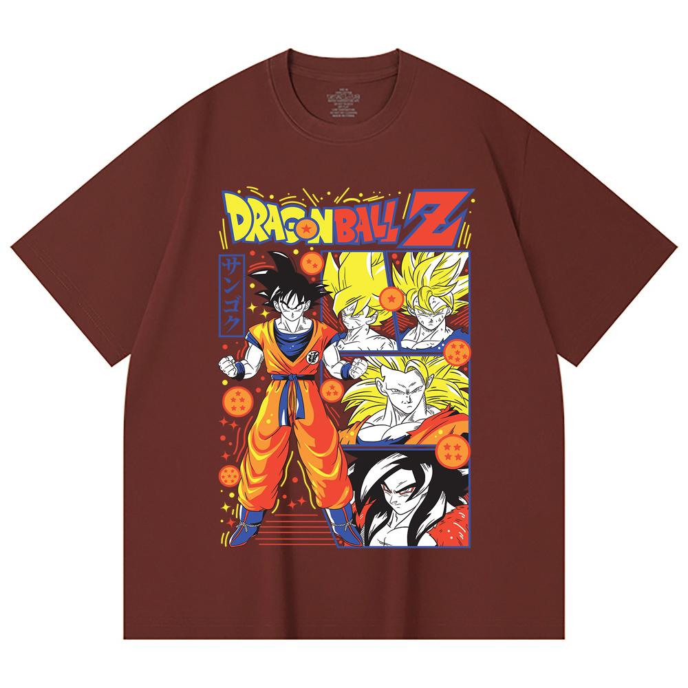 230 г/м² 100% хлопок Dragon Ball V56 Принт Goku Унисекс Тяжелая хлопковая футболка