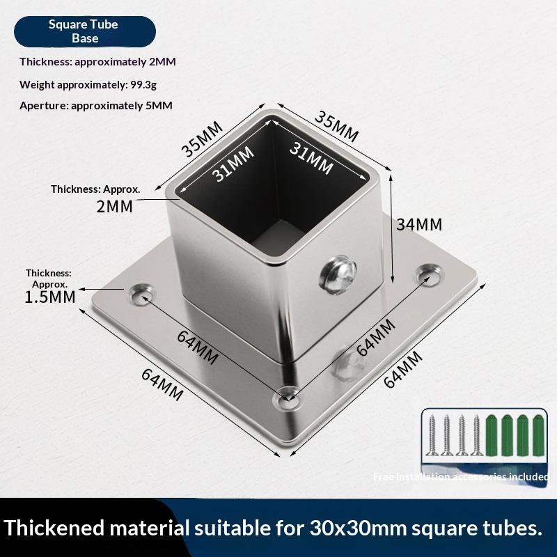 1/2 комплекта Фланцевое основание Соединитель квадратной трубы из нержавеющей стали Наружный диаметр трубы. Колено Угловой соединитель Зажимы для направляющих ограждения 25/30/35 мм