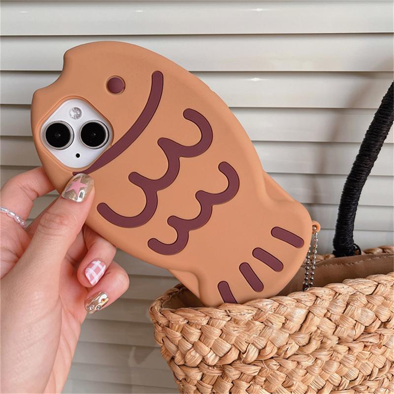Японский милый 3d Snapper Yaki силиконовый чехол для телефона для Iphone 14 13 12 11 Pro Max с милой подвеской в ​​виде рыбки, защитный мягкий чехол, принципиально