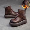 GKTINOO Genuine Leather Women Short Boots Retro Round Toe Shoes 2025 New Winter Handmade Soft Sole Flat Platform Boots