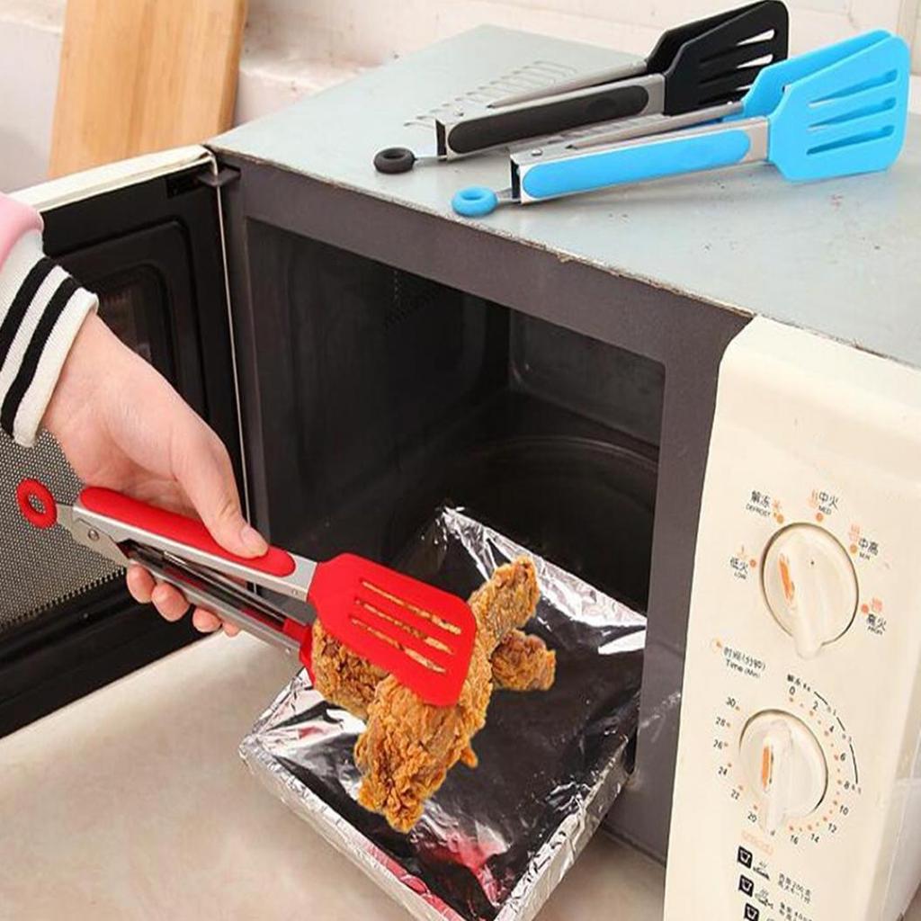 Kitchen Cooking Salad Serving BBQ Tongs Stainless Steel Handle Grilling Tool