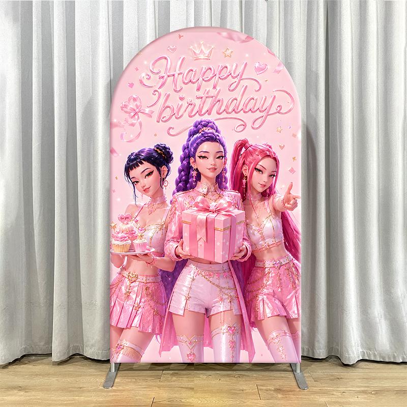 Розовая K-pop Арка Охотников на Демонов Чехол из Спандекса Набор Арок Chiara для Девичьей Вечеринки по Случаю Дня Рождения Фотобудки Студийный Декор Принадлежности