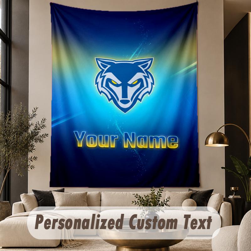 Custom Text Tapestry Warrington Wolves FC Print Wall Tapestry Indoor Living Room Wall Decor