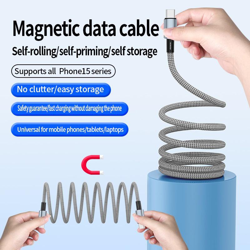0.3m Type-C to Lightning 8Pin Cable PD 27W 480Mbps Data Cord Magnetic Storage Line
