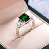 Retro High-Quality Silver Plated Band Rings for Women Luxury Inlaid Green Stone Jewelry Best Anniversary's Gift for Wife